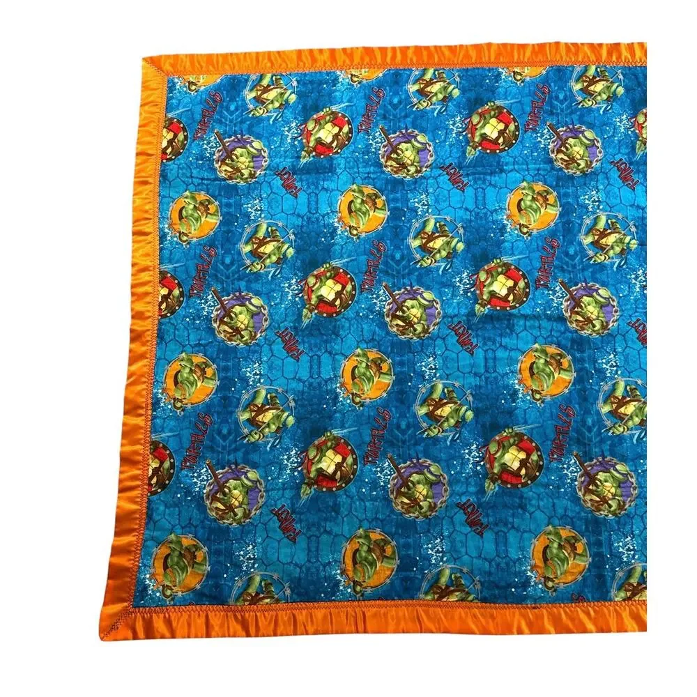 Teenage Mutant Ninja Turtles TMNT Fabric Throw Blanket 62x42 Satin Trim